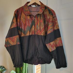 Vintage Nyack Sports Azteck Colorful Zip Up Windbreaker‎ Size Medium